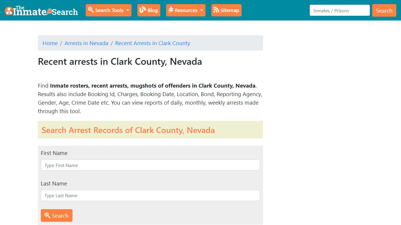Recent arrests in Clark County, Nevada - theinmatesearch.net